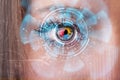 woman with cyber technology eye panel concept Royalty Free Stock Photo