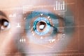 woman with cyber technology eye panel concept Royalty Free Stock Photo