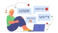 Woman with cyberbullying vector concept