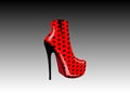 Woman 3D red boots on high heels, side view, Logo shoe store, shop, fashion collection, boutique label. Company logo design.