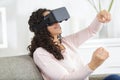 woman with 3d virtual reality glasses