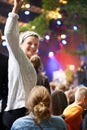 Woman, dance and celebration at music festival, concert or party for social life, excited and happy portrait. People