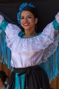 Woman dancer from Colombia in traditional costume