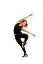 Woman dancer jumping isolated at white Royalty Free Stock Photo