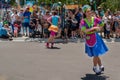 Woman dancers in Sesame Street Party Parade at Seaworld