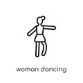 Woman Dancing Ballet icon. Trendy modern flat linear vector Woman Dancing Ballet icon on white background from thin line Ladies c