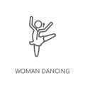 Woman Dancing Ballet linear icon. Modern outline Woman Dancing B