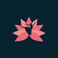 woman dancing ballet on a lotus beauty, logo design template, logo for your company