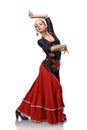 Woman dancing flamenco isolated on white Royalty Free Stock Photo