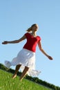 Woman dancing on grass Royalty Free Stock Photo