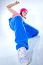 Hip-hop woman dancing in studio Royalty Free Stock Photo