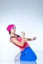 Hip-hop woman dancing in studio Royalty Free Stock Photo