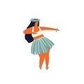 Woman dancing Hula hawaiian dance illustration