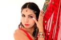 Woman dancing Indian dance in national dress. Royalty Free Stock Photo