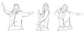 Woman dancing in an office vector line art storyboards