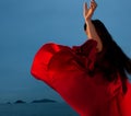 woman dancing outdoors Royalty Free Stock Photo