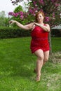 Woman dancing outside