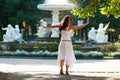Woman dancing in park Royalty Free Stock Photo