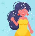 Woman with dandruff in her hair Vector. Cartoon. Isolated art Royalty Free Stock Photo