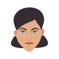 Woman dark hair head female face avatar icon simple flat style