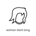 Woman dark long hair icon. Trendy modern flat linear vector Woman dark long hair icon on white background from thin line Human Bo