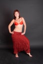Woman in dark red bloomers Royalty Free Stock Photo