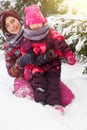 Woman, daughter in winter costumes Royalty Free Stock Photo