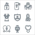 woman day line icons. linear set. quality vector line set such as feminism, microphone, heart, woman, protect, politics, teamwork