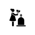Woman dead funeral sorrow flower icon. Element of pictogram death illustration Royalty Free Stock Photo