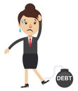 Woman with debt, illustration, vector Royalty Free Stock Photo