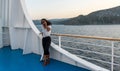 Woman on deck of ferry boat Royalty Free Stock Photo