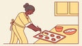 Woman Decorating Cookies, Festive Baking Activity, vector design Generative AI Royalty Free Stock Photo