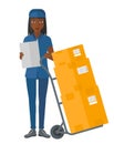 Woman delivering boxes.