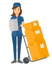 Woman delivering boxes