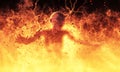 Demon woman burns in a hellfire 3d illustration Royalty Free Stock Photo