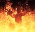 Demon woman burns in a hellfire 3d illustration Royalty Free Stock Photo