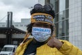 Woman Demonstrating At The Demonstration For A 14 Euro Wages At Amsterdam The Netherlands 1-7-2020