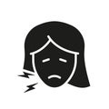 Woman with Dental Pain Glyph Pictogram. Teeth Ache, Mouth Cavity Medical Problem Silhouette Icon. Female with