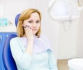 Woman at the dentist complains of toothache.