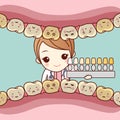 Woman dentist uses dental table Royalty Free Stock Photo