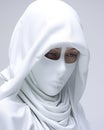 Dark woman lady veil pretty model white black fashion face portrait depression mystery closeup beauty Royalty Free Stock Photo