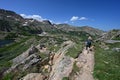 Woman descending King Lake Trail in Indian Peaks Wilderness, Colorado. Royalty Free Stock Photo