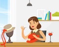 Woman Designer Making Hats, Craft Hobby or Profession Vector Illustration