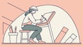 Woman designing intently on a drafting table, creativity, vector design Generative AI Royalty Free Stock Photo