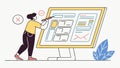 Woman Designing User Interface on Screen, UX UI, vector design Generative AI Royalty Free Stock Photo