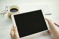 Working from home with tablet PCs and wireless keyboards Royalty Free Stock Photo