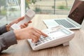 Woman dialing number on telephone Royalty Free Stock Photo