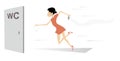 Woman with diarrhea rushing to the toilet illustration