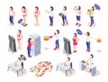 Woman on diet isometric icons collection with female human characters losing and putting on some weight vector