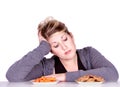 Woman on diet making eating choices Royalty Free Stock Photo